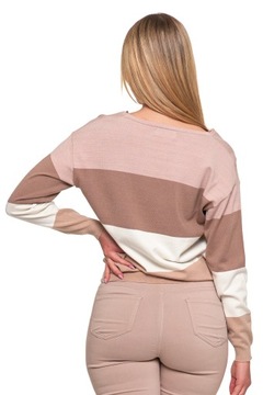 ЖЕНСКИЙ СВОБОДНЫЙ ДЖЕМПЕР С ДЛИННЫМ РУКАВОМ, ТОНКИЙ ДЖЕМПЕР ИЗ ВИСКОЗЫ MORAJ, В ПОЛОСКУ, Размер XL