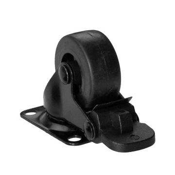 KÓŁKO MEBLOWE CZARNE OBROTOWE Z HAMULCEM FI 30 Z GUMOWĄ ROLKĄ