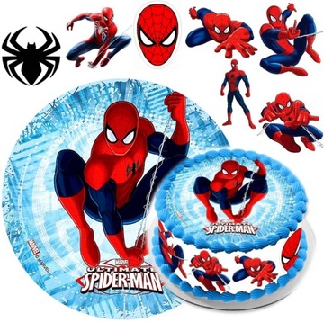 ZESTAW OPŁATEK NA TORT SPIDERMAN + POSTACIE TEKST
