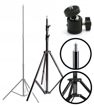 STATYW TRIPOD POZIOMICY 2,9 M 8KG OŚWIETLENIOWY STABILNY + GŁOWICA OBROTOWA