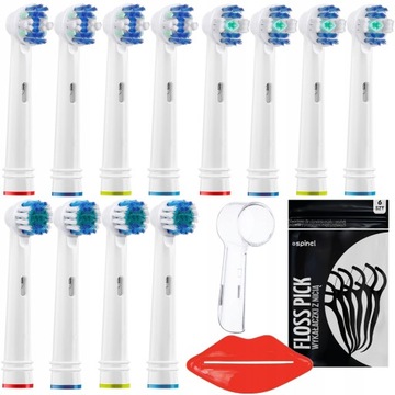 KOŃCÓWKI DO SZCZOTECZKI ELEKTRYCZNEJ ORAL-B 12 SZTUK + DODATKI