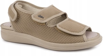 DR ORTO DAMSKIE BUTY SANDAŁY ORTOPEDYCZNE ZDROWOTNE NA RZEP BEŻOWE r. 38