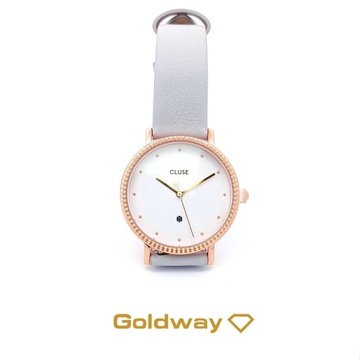 Cluse zegarek damski na szrym pastelowym pasku datownik CL63001