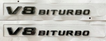 Mercedes V8 BITURBO emblemat znaczek czarny G KLASA C63 S63 E63 SL63 (para)
