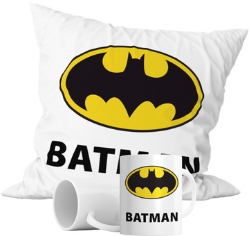 ZESTAW KUBEK + PODUSZKA BATMAN LOGO BOHATER MOTYW