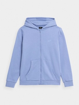 BLUZA 4F DZIEWCZĘCA DRESOWA ROZPINANA Z KAPTUREM - NIEBIESKI r. 122