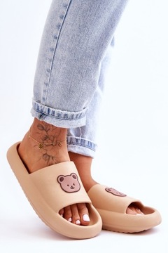 ТАПОЧКИ ЖЕНСКИЕ БЕЖЕВЫЕ С МЕДВЕДЕМ 38/39