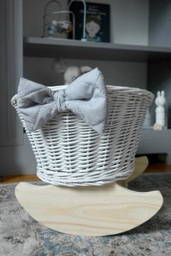 WÓZEK wiklinowy + KOŁYSKA dla lalek kolor BIAŁY