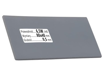 Termopad 0.5mm Chłodzenie Procesora Taśma Termoprzewodząca 80x40mm 6W