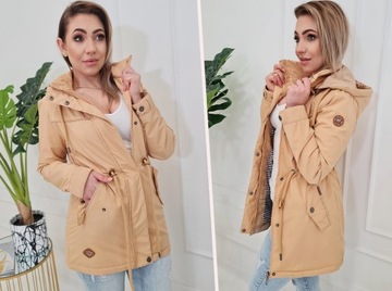 ЖЕНСКАЯ ПЕРЕХОДНАЯ КУРТКА-ПАРКА С КАПЮШОНОМ CAMEL BEIGE XXL