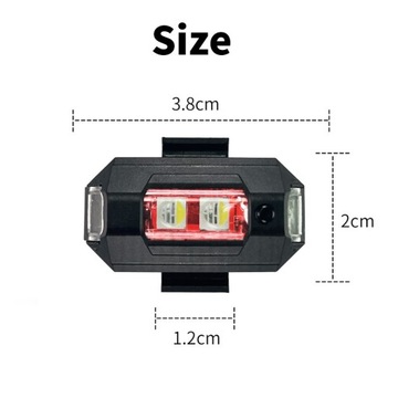 Светодиодная стробоскопическая лампа для дрона, велосипеда RGB белая, синяя, красная*2