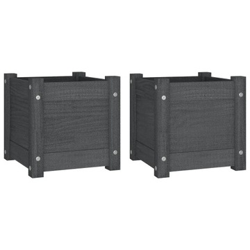 Donice ogrodowe, 2 szt., szare, 31x31x31 cm, sosno