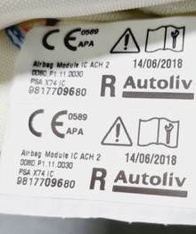 DS DS7 CROSSBACK CITROEN 2020 AIRBAG ZÁVĚS VZDUCHU PRAVÁ 9817709680