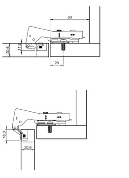 Петля 90 Metalla+ Hafele для алюминиевой рамы, тормозной комплект