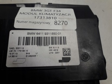 BMW 3GT F34 MODUL KLIMATIZACE