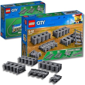 СТРОИТЕЛЬНЫЕ БЛОКИ ДЛЯ ПОЕЗДА LEGO CITY TRACKS ПРЯМЫЕ ИЗОГНИ (60205) НАБОР