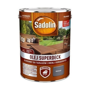 Sadolin Superdeck olej 10L ANTRACYT-OWY szary do drewna tarasów mebli