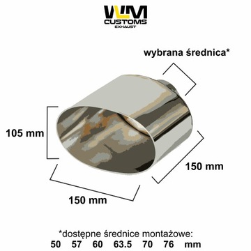 Насадка выхлопная овальная WLM Customs Black 105x150