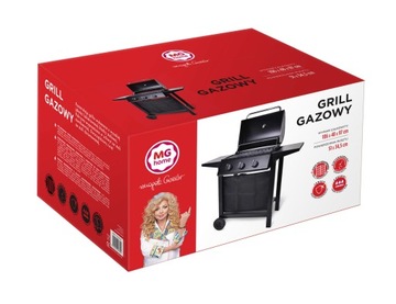 Grill Gazowy 3-palnikowy 7 kW MG Home + Reduktor, Ruszt Chromowany Gessler