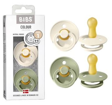 BIBS smoczek 0-6 KAUCZUK HEVEA 2pak SAGE IVORY