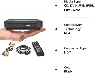 КОМПАКТНЫЙ DVD USB MP3-ПЛЕЕР ЧЕРНЫЙ HDMI RCA