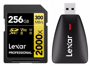 Lexar SDXC Professional 256GB 300MB/s UHS-II 2000x + czytnik