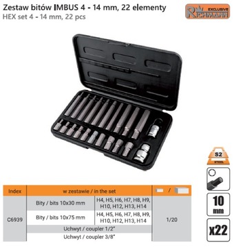 BITY IMBUSOWE 4-14mm DŁUGIE + KRÓTKIE RICHMANN C6939