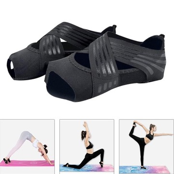 Antypoślizgowe damskie buty baletowe do ćwiczeń jogi Pilates Grip Skarpetki Czarne M