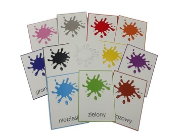 Plansze demonstracyjne KOLORY - A5 15x21cm - 12 plansz - Montessori