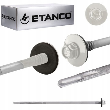 Wkręty do płyty warstwowej 200 mm RAL 9010 100 szt. do metalu Etanco GTR12