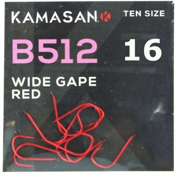 Haczyki Kamasan B512 zadziorowe r 16 czerwone