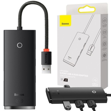BASEUS HUB ADAPTER ROZDZIELACZ KABEL 4x USB 3.0 25cm DO KOMPUTERA LAPTOPA