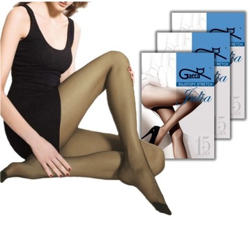 Rajstopy Gatta Julia STRETCH 15den 3-M olivo 3-pak