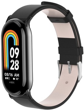 PASEK SKÓRZANY BRANSOLETA OPASKA DO SMARTBAND XIAOMI MI BAND 8 - BLACK