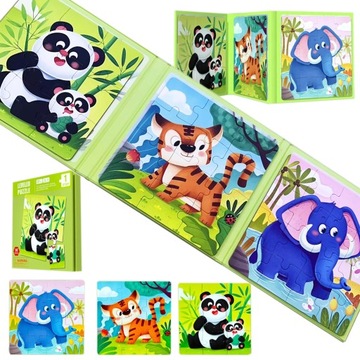 MAGNETYCZNE PUZZLE ZWIERZĄTKA KSIĄZECZKA ZOO