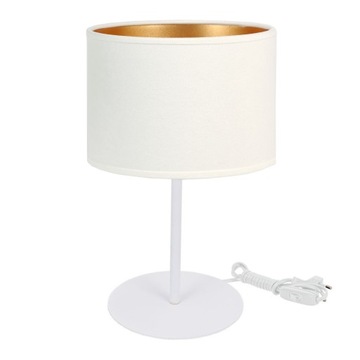 LAMPKA STOŁOWA BIURKOWA ABAŻUR METAL LOFT WELUR BIAŁA ABAŻUR