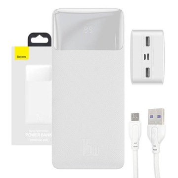 BASEUS POWER BANK 30000mAh 15W, USB-C, MicroUSB, 2xUSB +KABEL