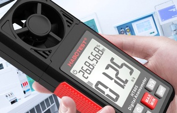 HABOTEST CYFROWY MIERNIK PRĘDKOŚCI WIATRU LCD ANEMOMETR WIATROMIERZ BATERIE