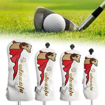 4 шт., чехлы на голову для клюшки для гольфа из искусственной древесины и собаки белого цвета