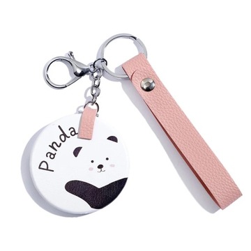 Korean Fashion Makeup Mirror Small Round Mirror Keychain Double-Sided Foldi