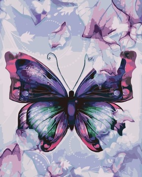 MALOWANIE PO NUMERACH MOTYL W LIŚCIACH 50x40 CM RAMA KREATYWNE