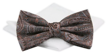 Mucha z Poszetką Chattier - Brąz i Popiel