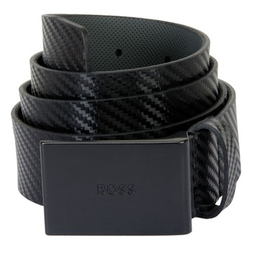 HUGO BOSS markowy męski pasek skórzany CARBON BLACK NEW