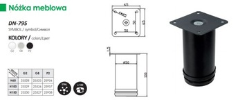 МЕБЕЛЬНАЯ НОЖКА DN-795 100MM fi50 ЧЕРНАЯ, 2 ШТ.