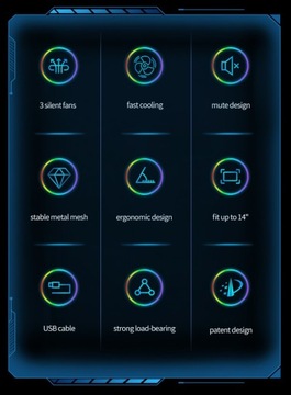 ОХЛАЖДАЮЩАЯ ПОДСТАВКА ДЛЯ НОУТБУКА до 16 ДЮЙМОВ