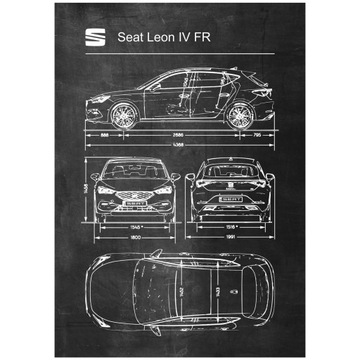 Plakat Seat Leon IV FR Retro Patent Schemat