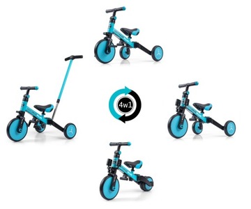 BALANCE BIKE Велосипед трехколесный 4в1 для детей 1, 2, 3 лет Синий детский