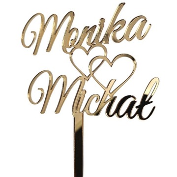 Топпер для свадебного торта с именами ИМЕНИ золотой зеркальный топпер для свадебного торта