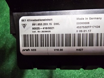 PANEL KLIMATIZACE PORSCHE 911 991