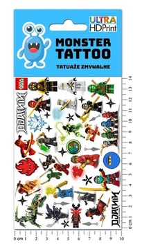 НАБОР МОЮЩИХСЯ ВРЕМЕННЫХ ТАТУировок ДЛЯ ДЕТЕЙ LEGO NINJAGO УЗОРЫ КАЧЕСТВЕННЫЙ